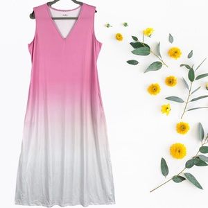 NWOT- Elizabeth & Clarke Dip-dye Maxi Dress With Staintech Pink Quartz XL